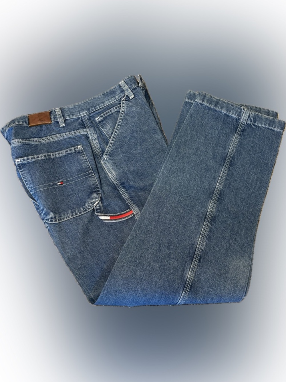 E144 Tommy Hilfiger Carpenter Jeans with Signature Flag Detail, Size 6